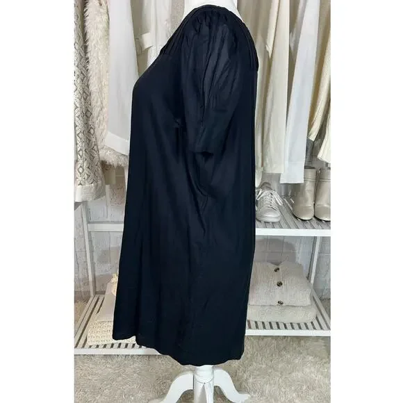 Gap Women's Size 20 Black Puff Sleeve Knee Length Button Back Shift Dress #0522 - Picture 3 of 11
